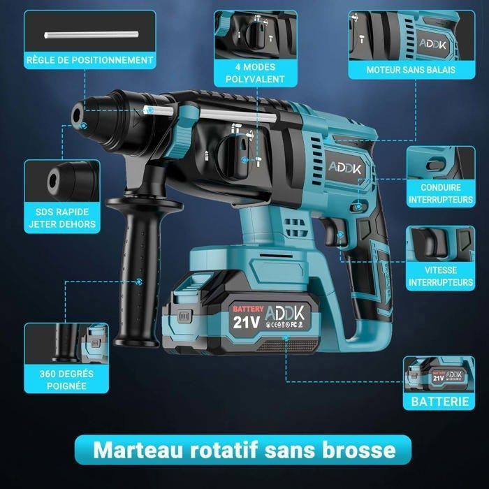Perceuse Visseuse MAKTUL 20V - 2 Batteries 4000mAh - Percussion - Mallette Et Accessoires
