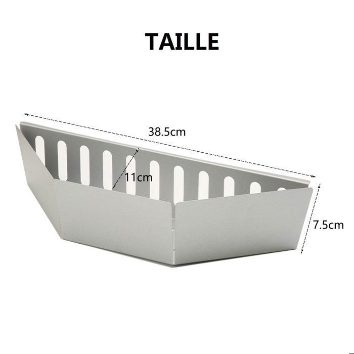 Puupaa Panier Charbon BBQ Inox - Avec Cloison & Grille Anti-Fuite - 36,3 X 14,5 Cm - Facile Nettoyage Barbecue