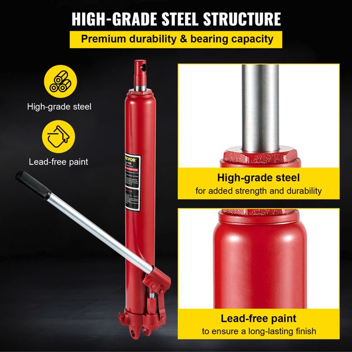 Gato Hidráulico De Taller VEVOR De 3 Toneladas – Bomba Simple, Altura Mínima 26" Y Máxima 45.7"