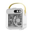 Mini climatiseur USB – Support téléphone, miroir pliant, brumisateur 3 vitesses – Pour bureau, maison, cadeau femme – Blanc