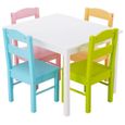 DREAMADE Ensemble de Table et 4Chaises en Bois pour Enfants, pour Jouer, Lire, Dessiner, Table Enfant Solide, Multicolore-0