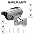 Caméra de Surveillance Factice Extérieur Energie Solaire Sans Fil - Circuit fermé de sécurité Lumière Clignotante LED Argent-0