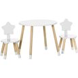 Ensemble table et chaises enfant design scandinave motif étoile bois pin MDF blanc 59x59x50cm Blanc-0