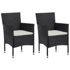 Chaises de jardin en résine tressée - vidaXL - Lot de 2 - Noir - Avec accoudoirs - Extérieur