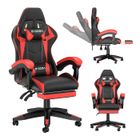 BIGZZIA Chaise de gaming de bureau avec repose-pieds ergonomique, pivotant à 90 °, avec coussin lombaire & appuie-tête, réglable en hauteur