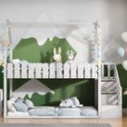Lit Superposé 90x200cm - OKWISH - Lit Enfant Cabane Avec 2 Tiroirs Dans L'Escalier, Protection Antichute Et 1 Sommier - Bois Blanc