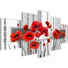 Runa art Tableau Décoration Murale Fleurs Coquelicots 200x100 cm - 5 Panneaux Deco Toile Prêt à Accrocher 205851b