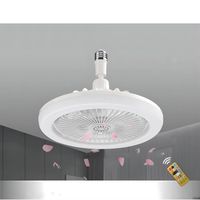 FIMEI Ventilateur de plafond E27 à LED 3 Vitesse Mini Fan avec Dimmable Eclairage 3 Couleurs, Blanc