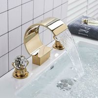 JULLYBATHEVY Robinet de Lavabo Cascade -or salle de bain robinet bassin 3 trous cascade lavabo mélangeur robinet