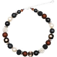 Feliss Collier pour femme - Chaine de perles noires sans pendentif - 45 cm de long - Cadeau pour petite amie, mere, cadeau d'
