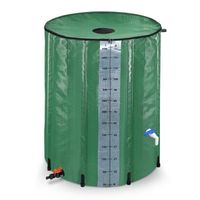 HENGMEI 500L Récupérateur eau de Pluie Pliable en PVC pour Irrigation du Jardin avec Valve de Vidange(132 Gallons, Vert Roncé)