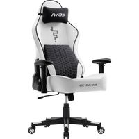 IWMH Chaise Gaming - Chaise Bureau, Fauteuil Gamer avec Support Lombaire - Blanc