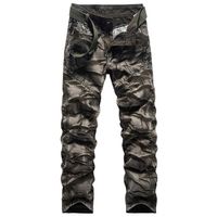 Homme Pantalon Cargo Coupe Droite en Coton Pantalon Militaire Exterieur Couleur Unie-Camouflage - Vert camouflage