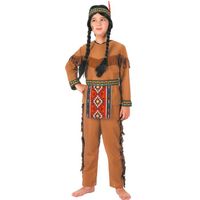 Déguisement indien garçon - L 10-12 ans (130-140 cm) - Marron - Intérieur - Polyester et coton