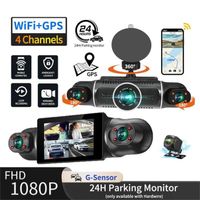 PRUMYA Caméra de voiture wifi GPS - FHD 1080P - 4 coups 3'' IPS Vision nocturne boîte noire vidéo enregistreur de conduite MP4