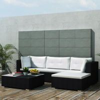 Salon de jardin modulable en résine tressée - Noir - 70 x 70 cm