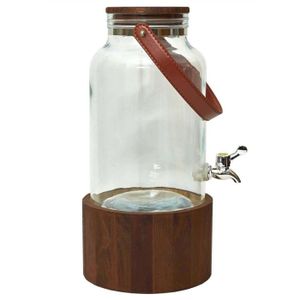 Fontaine tonneau 2,3 litres en verre avec support en bois - boite ouverte  Drinking Jar - Ard'time