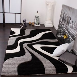 TAPIS Tapis moderne design - Gris Noir Blanc - 160 x 230