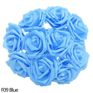 FLEUR ARTIFICIELLE Objets décoratifs,Blanc 8cm Mousse Artificielle Fleur Rose Avec Tige Bricolage Décor À La Maison Intérieur Faux - F09 Blue -10pcs