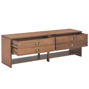 Tidyard Meuble TV Scandinave Meuble de Rangement avec 1 Compartiment et 1 Tiroir 90 x 35 x 48 cm en Ch/êne Massif