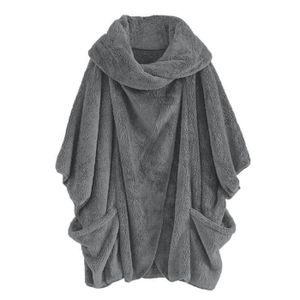 MANTEAU - CABAN TRESORS- Manteau de veste capuche zipp en peluche ample et chaud pour femmes plus la taille u26563 blanche