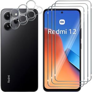 FILM PROTECT. TÉLÉPHONE [3+3 Pièces] Etui Xiaomi Redmi 12 4G/12 5G Verre T