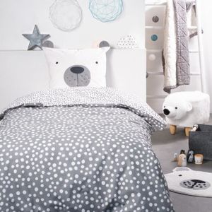 HOUSSE DE COUETTE ET TAIES Parure de lit TODAY - housse de couette 140x200 + 2 taies d'oreiller 63x63 - 1 personne - FUNNY2.6 - Gris