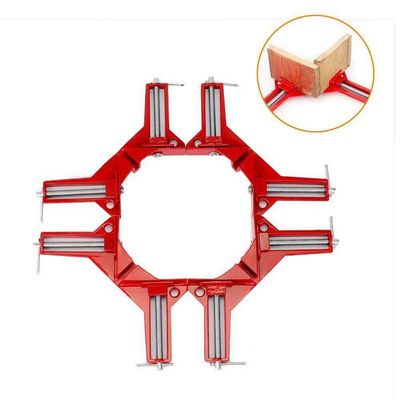 Lot De 4 Pinces à Angle Droit 90° - Mâchoires Réglables En Aluminium Rouge - Pour Menuiserie, Assemblage De Meubles - 10