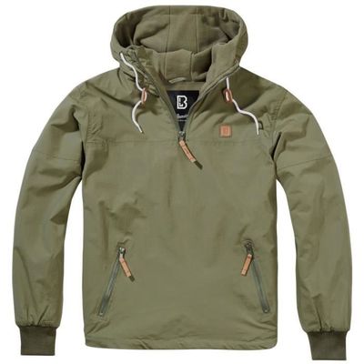 Coupe-vent Brandit Luke Pour Homme - Style Vintage Avec Détails Cuir, Doublure Polaire, Imperméable