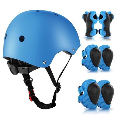 CKE Kit Protection Enfant 7-en-1 - Genouillères, Coudières, Protège-Poignets - Taille 3-8 Ans - Pour Roller, Skate, Vélo
