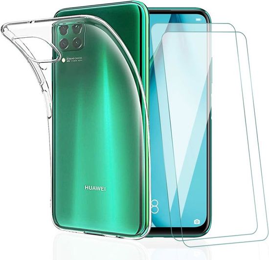 Asuwish Custodia Per Huawei P40 Lite 4G Con Anello Magnetico E Supporto 360° - Include Pellicola Vetro Temperato - Copertura Sottile In TPU Design Hawaii - Nero - copertina