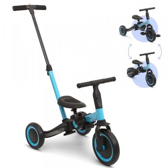 Vélo enfant 4 en 1 Billy avec barre de poussée Gio Grijs Vélo enfant 4 en 1 Billy avec barre de poussée Gio Grijs
