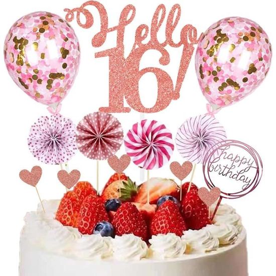 Gyufise Lot De 24 Décorations De Gâteau D'anniversaire 16 Ans à Paillettes Dorées Pour 16e Anniversaire