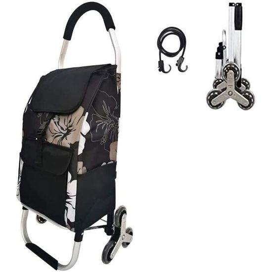 Chariot De Courses Pliable - Monte-Escalier, Roues Caoutchouc - 56L Avec Sac Isotherme - Stable Et Silencieux