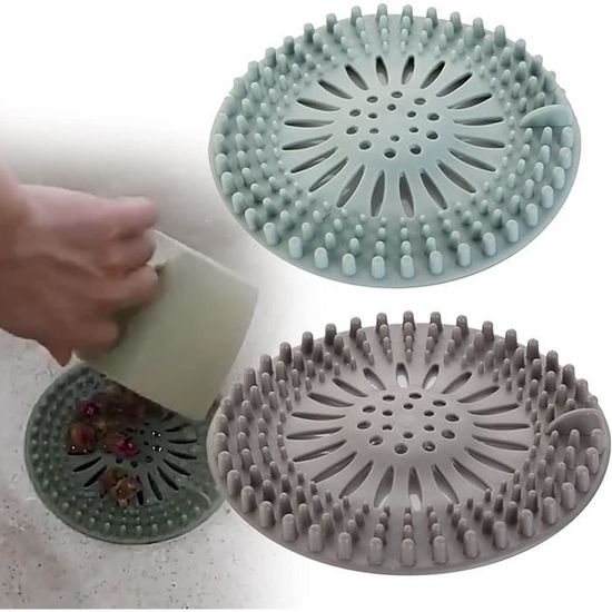 Lot De 2 Filtres De Douche – Passoire à Cheveux Pour Éviter Les Bouchons – Lavabo, Baignoire, Cuisine – Blanc, 12 Cm