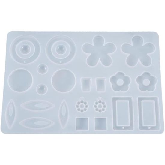 LyfLux - Lot De 34 Moules En Silicone Pour Création De Bijoux En Résine - Cabochons, Boucles D'Oreilles, Pendentifs