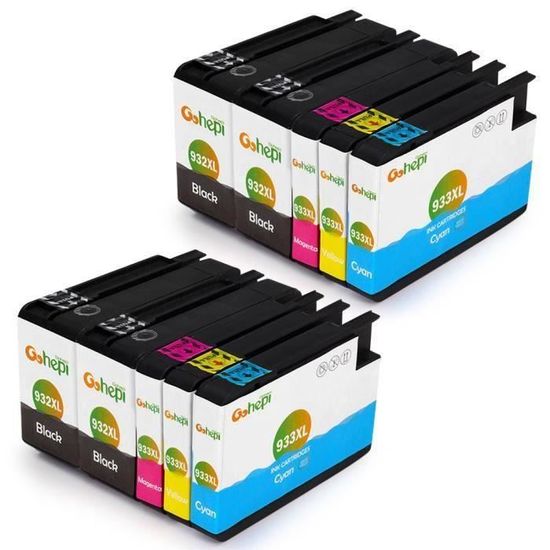 932 933 932XL 933XL Lot De Cartouches D'encre Compatibles Avec Les Imprimantes HP Officejet 6100 6600 6700 7110 7610 7612 7510 7512, Haute Capacité, 4 Couleurs