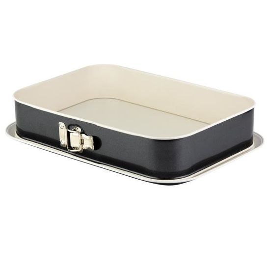 Grizzly Moule à Gâteau Charnière Antiadhésif Rectangulaire 35x24 Cm - Grand Moule à Bord Haut