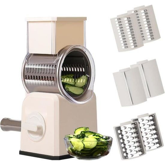 Râpe à Fromage Rotative 3 En 1 Manuelle - Trancheuse Légumes Et Broyeur Noix, Récipient Transparent | Ustensile De Cuisine Multifonction