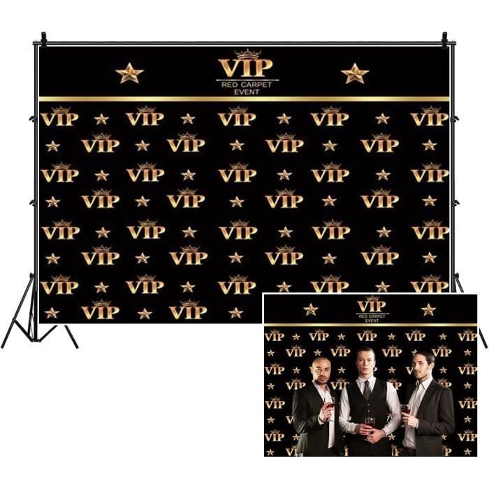 Toile De Fond Photo Noire Et Dorée 3x2 M – Vinyle, Imprimée HD – Pour Anniversaire, Fête, Shooting – Personnalisation Possible