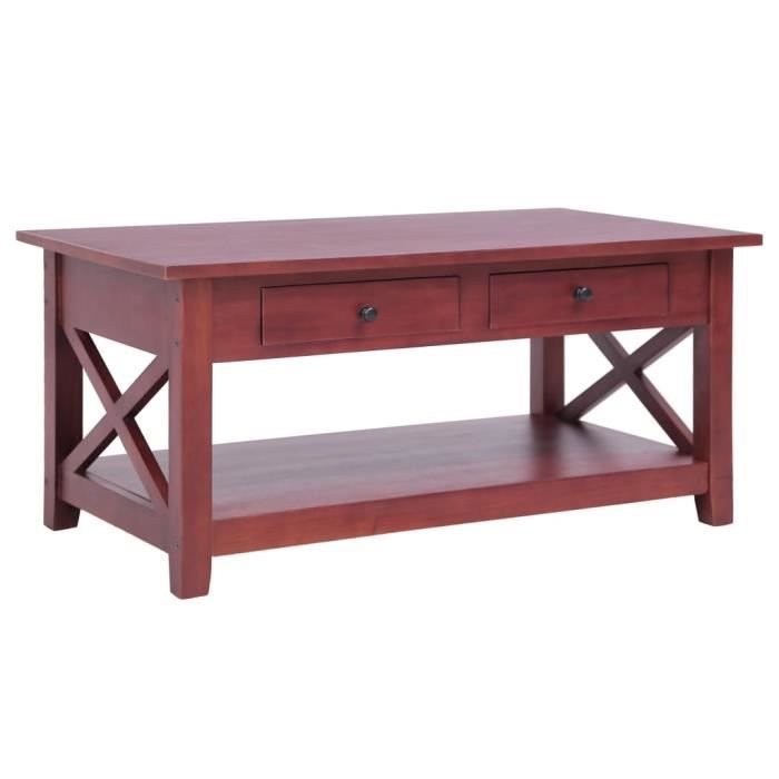 Table basse, Tables d'appoint, Tables gigognes - 100 x 55 x 46 cm - Style campagne chic - Marron Bois d'acajou massif