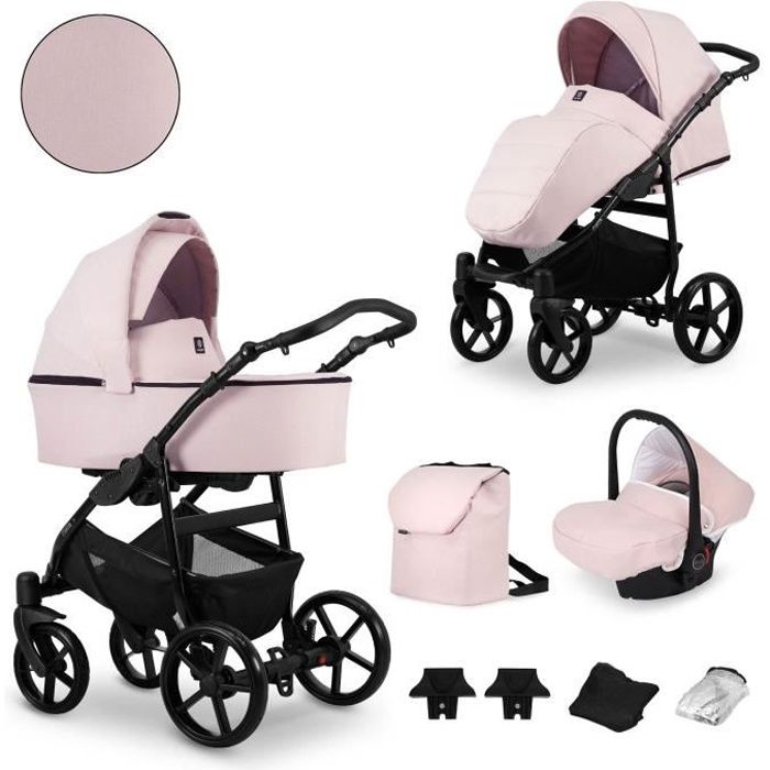 KUNERT Mata 3en1 - Poussette combinée avec cosy et ombrelle offerte - Rose