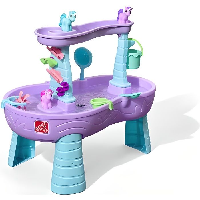 Step2 Rain Shower Splash Licornes Table d’eau avec 13 accessoires | Table de jeu enfant a eau | Table d’activité pour le jardin