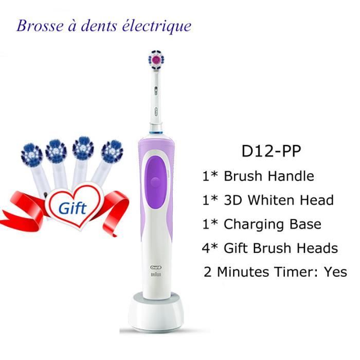 brosse à dents électrique 2D propre brosse à dents rotative brosse à dents Rechargeable dents doubles têtes de brosse propres