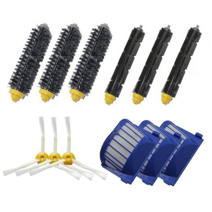 Kit De 1 paire de extracteur brosse +3 Garde Filtre + 3 Brosse Latérale Pour iRobot Roomba série 600(595 620 630 650 660)