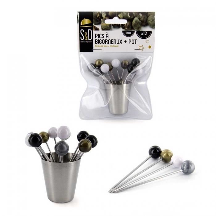 SAVEUR ET DEGUSTATION Pic à birgorneaux - 1 Pot - 12 pics - Inox