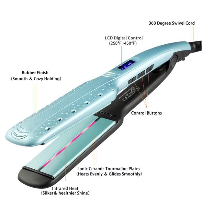 Fer à lisser Vapeur Outils de Coiffure de Salon Fer à Lisser Ionique Négatif