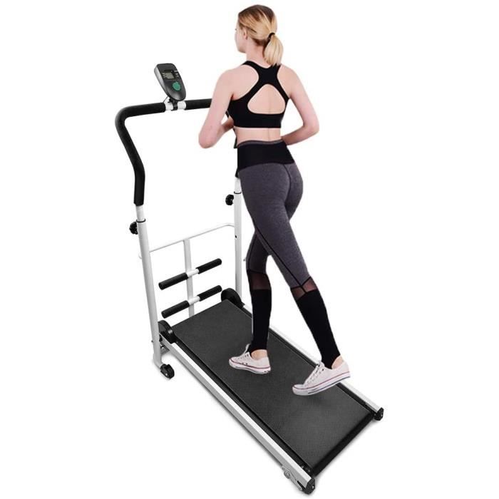 TAPIS DE COURSE de Course Manuel, Machine de Marche, avec écran LCD, Charge maximale: 100 kg (Noir)80