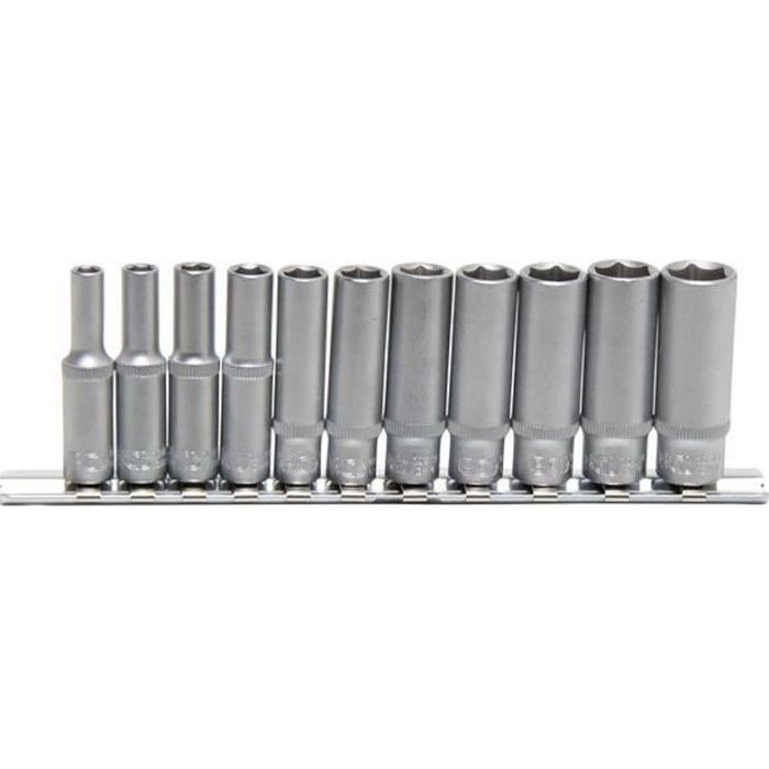 Jeu de douilles six pans, extra profondes 6,3 mm (1/4-) 11 pièces