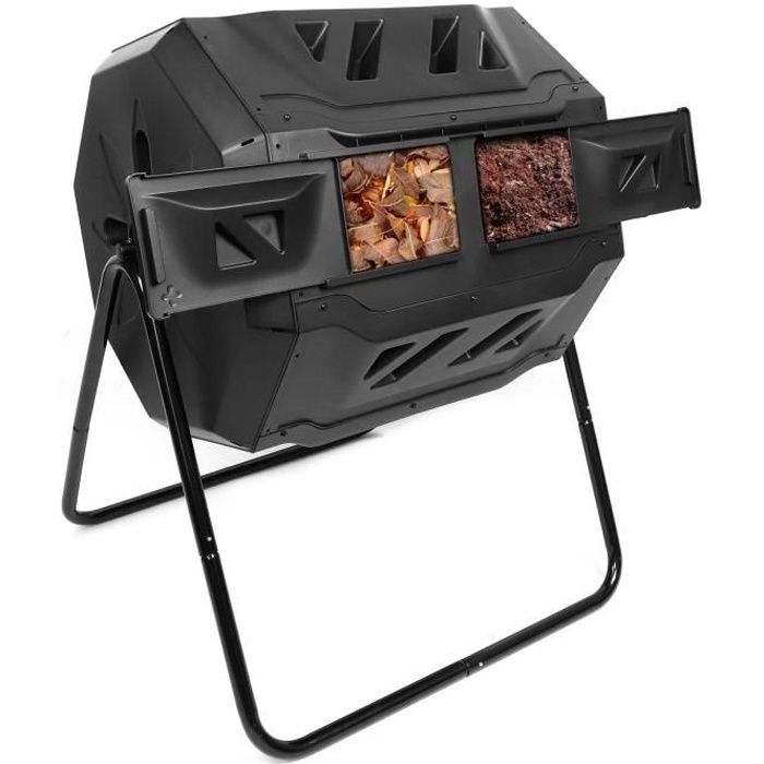 Dripex Tonneau de Compostage Composteur à Tambour 160L Rotatif Compost Décomposition